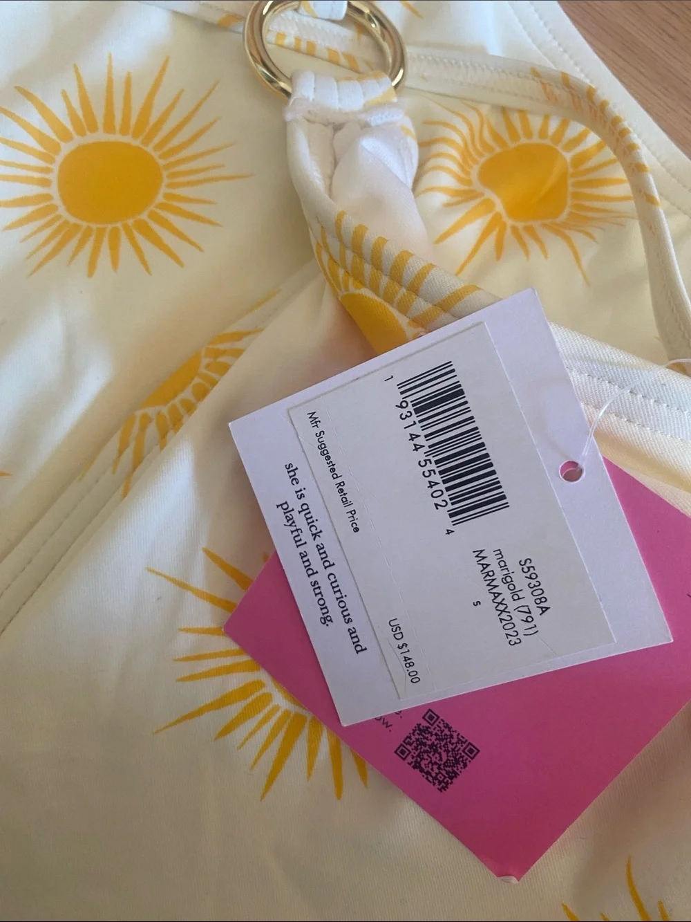 NWT Kate Spade White and Yellow Sunburst Strappy One-Piece Swimsuit size S